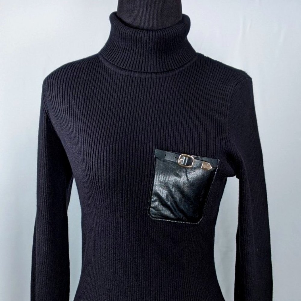 Venus Turtleneck with faux leather pocket